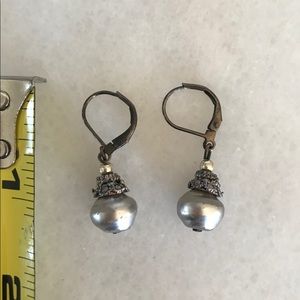 Silvered pearl earrings